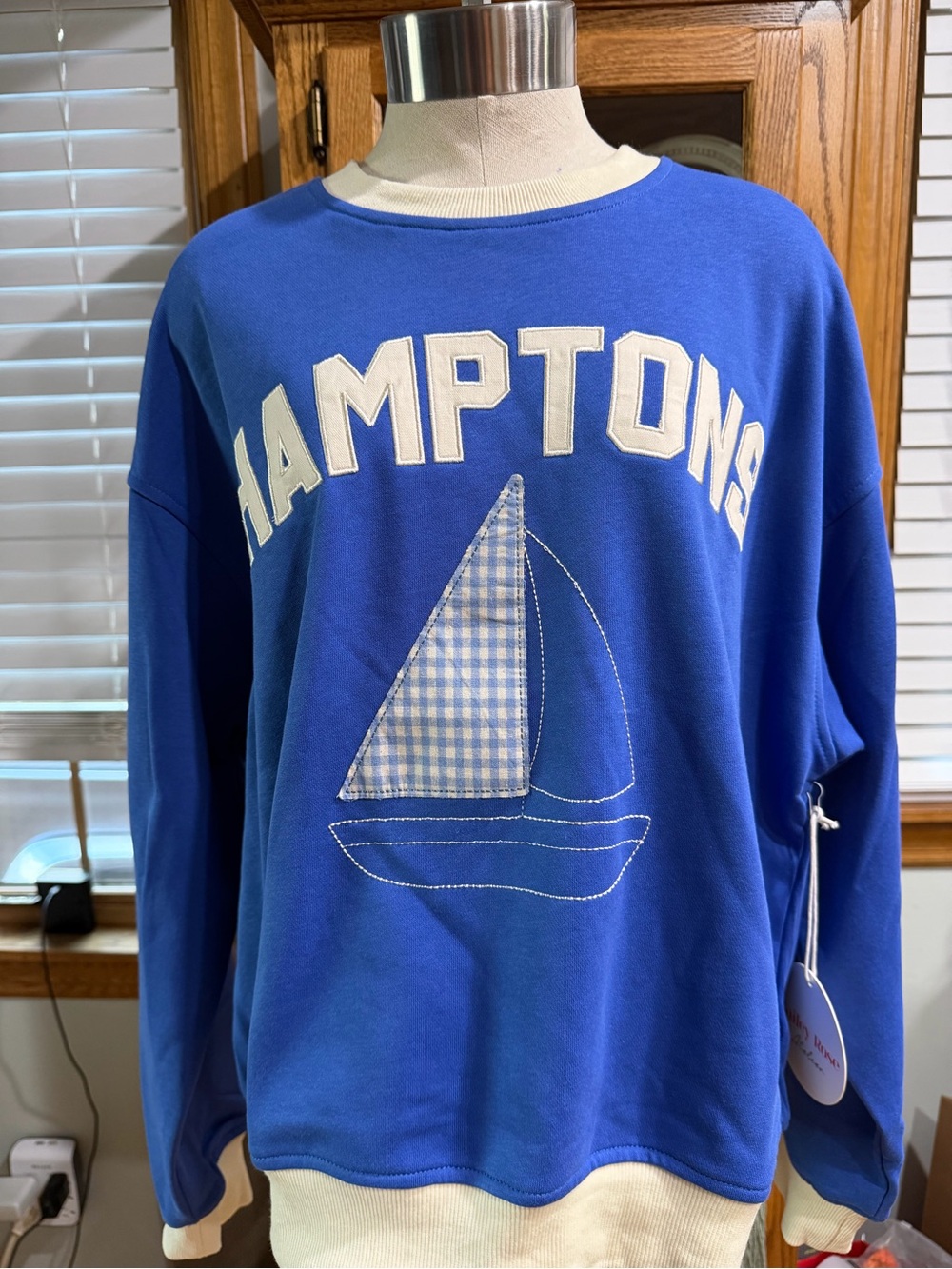 Hamptons Blue Graphic Sweatshirt with Sailboat